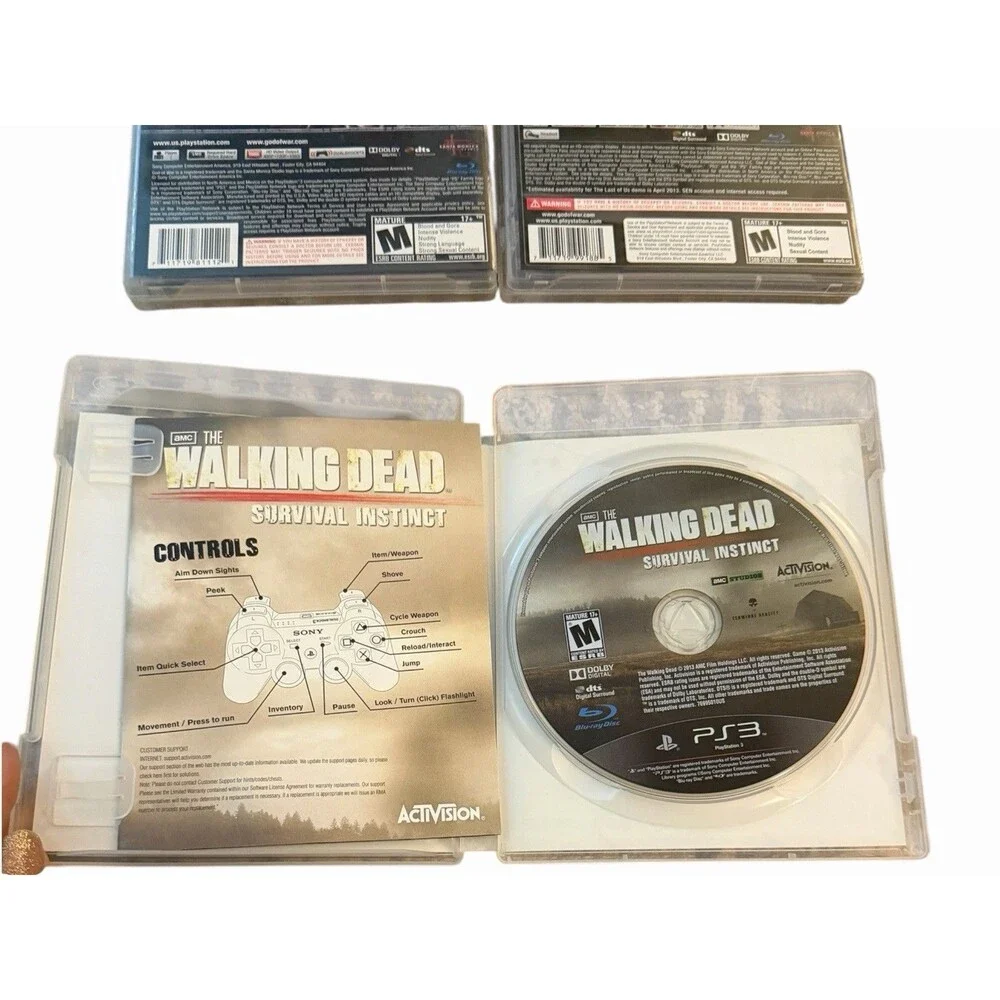 Lot 3 PS3 PlayStation 3 Games God Of War Ascension & III and Walking Dead